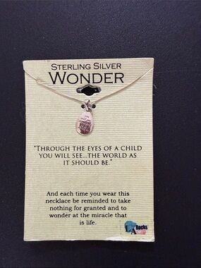 NEW Sterling Silver Oval Charm Necklace Wonder Through the Eyes of a Child Gift